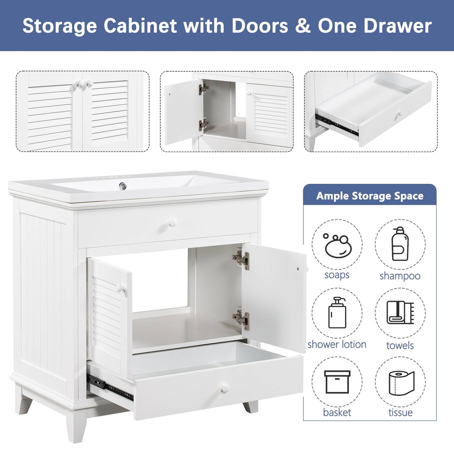 Bathroom Vanity Base,Bathroom Cabinet With Two Doors And One Drawer